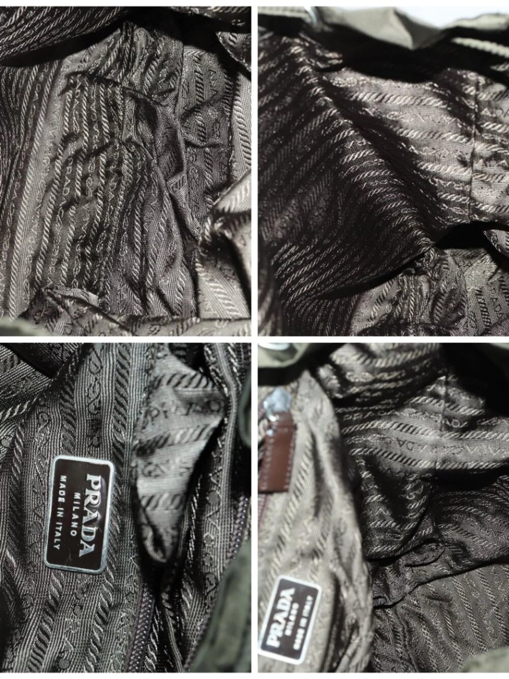 PRADA Backpack Nylon Khaki Silver Auth 165432 - Picture 15 of 16